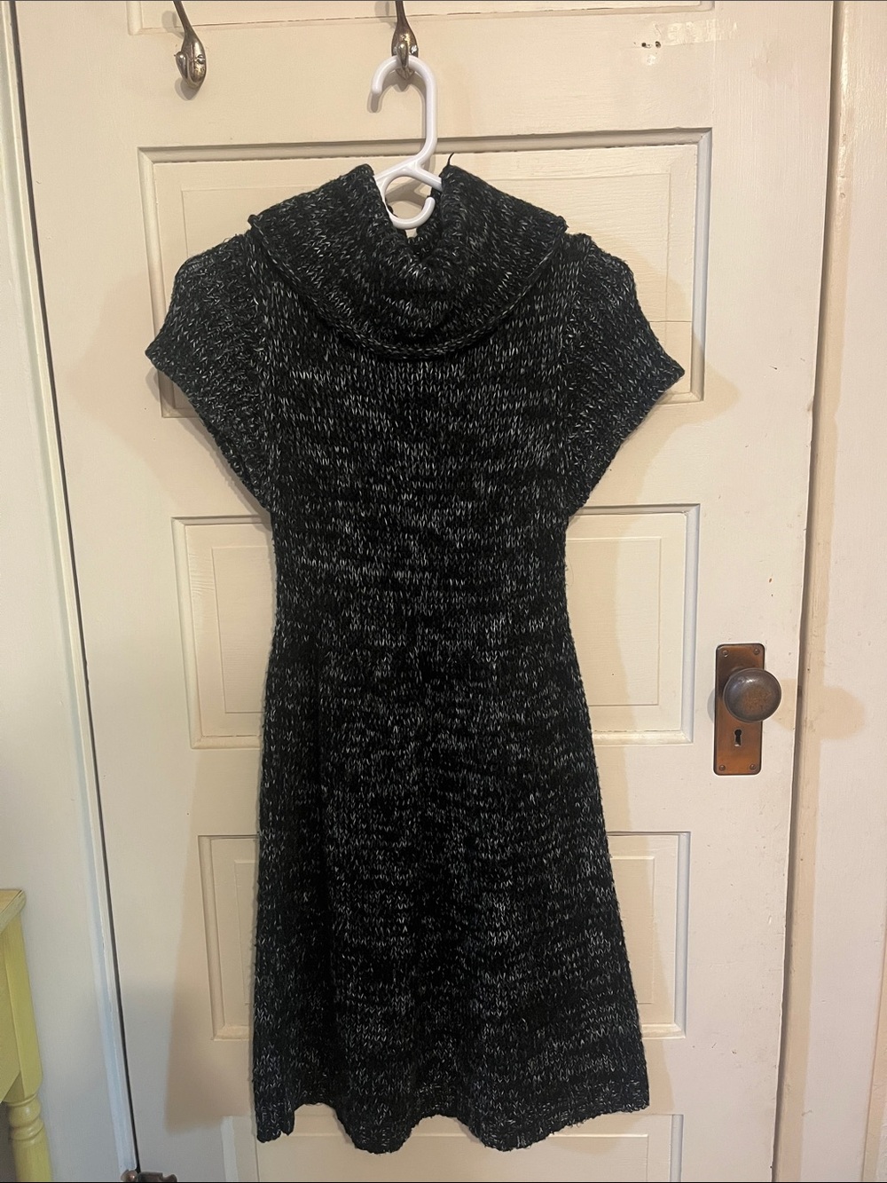 XXI Black & Gray Marled Knit Cowl Neck Sweater Dress